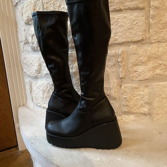Steve Madden Duke30 Knee High Platform Boots 4” Heel Goth Punk Womens Size 9 - Picture 11 of 11